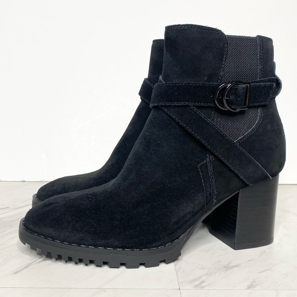 Blondo Tamzin Black Suede Heeled Bootie 6 1/2 M